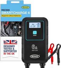 Ring SMARTCHARGE 6A Car Motorcycle Battery Charger & Maintainer 6V 12V