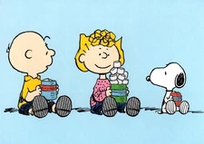 Peanuts Snoopy Sally Charlie Hot Cocoa Chocolate Blank Note Cards - Set of 2