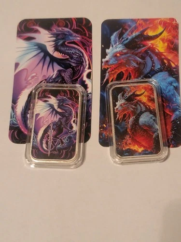 2x Hayleybug  Colorized 1 oz Silver Bars, Flame Keeper and Ebonblade 200 mintage