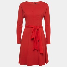 Gucci Red Crepe Belted Short Dress S