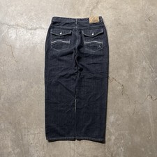 Y2K Akademiks Baggy Wide Leg Dark Wash Skater Grunge Jeans Mens 34x29