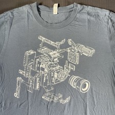 Panavision Shirt Mens Large Blue Exploding Camera Graphic Tee Movie Film Crew