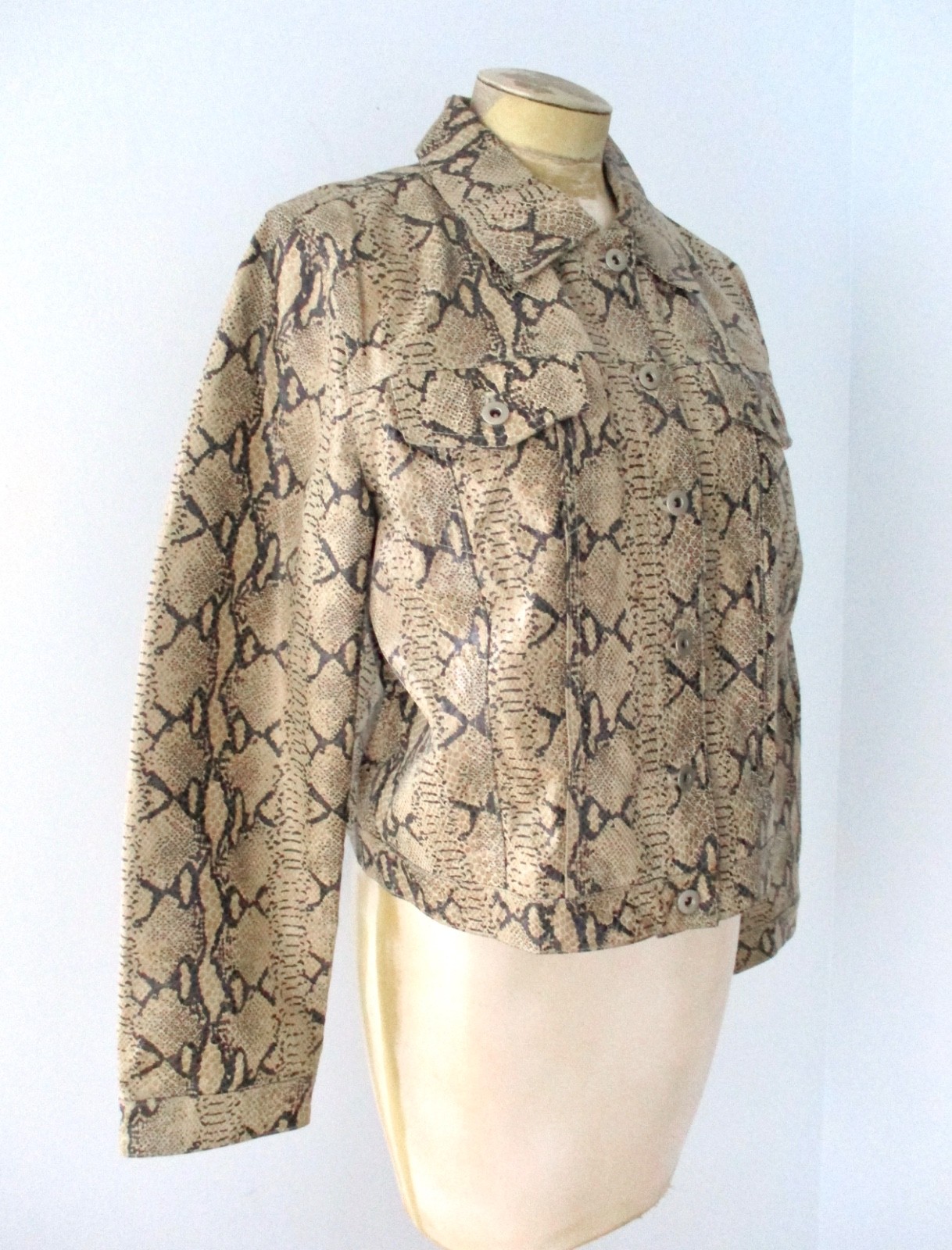 Colebrook real leather python snake print button … - image 4