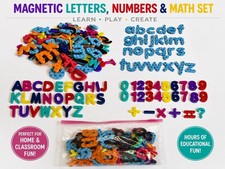 Magnetic Alphabet Letters Numbers Set Uppercase, Lowercase, Math Symbols
