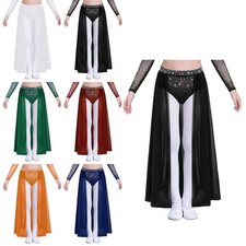 Kids Girls Skirt Training Dancewear Sheer Maxi Competition Contemporary Modern