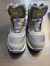 Caterpillar Work Boots Womens 5.5 Grey Purple Mid Top Composite toe