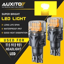 Auxito 912 Yellow T15 921 LED Backup Light Bulb Error Free Plug Play Amber BRS E