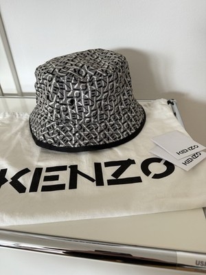 Kenzo Bucket Hat Monogramm Print schwarz/grau Gr.M 56/58cm Neu unisex