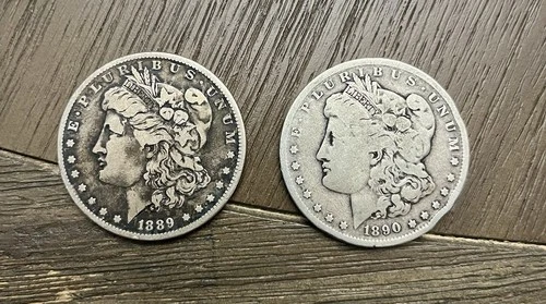 1889 & 1890 O Morgan Silver Dollar $1 Coins .900 Fine Silver United States