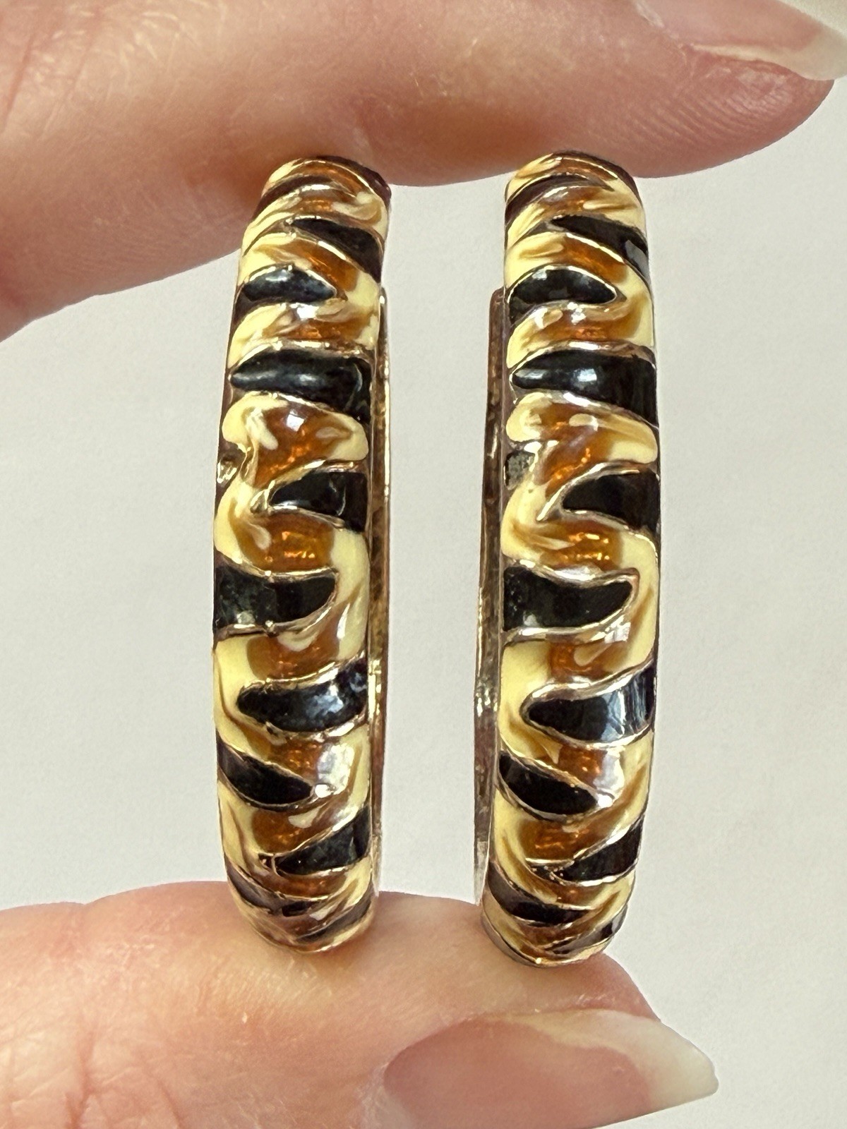 VINTAGE KJL KENNETH JAY LANE TIGER CAT PRINT ENAM… - image 3