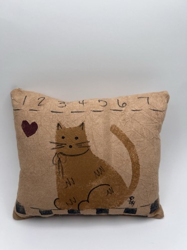 VTG Cat Pillow Primitive Folk Art Small