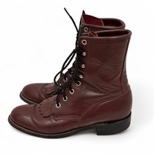 VTG Justin Lacer Roper Kiltie Burgundy Cowgirl Western Boots L0510 Women's 6 B