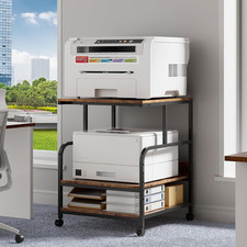 24X24 Inches Printer Stand with Adjustable Storage Shelf - Large Printer Table w