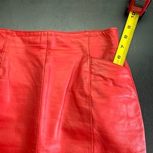 Vintage Wilsons Lined Pockets Back Zipper Red Leather Mini Skirt Womens Size 2 - 第 12/16 張圖片