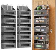 2 Pack 5 Tier Over The Door Organizer - Large Capacity Behind Door Hanging Sh...
