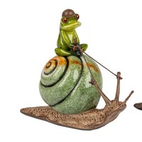 Dekofigur Froschhausen Frosch Auf GrüNer Schnecke H. 13Cm Kunststein Formano