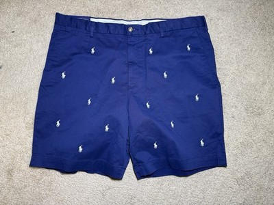 Polo Ralph Lauren Men All over Pony Chino Shorts Stretch Blue Big & Tall SZ 40
