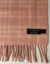 Burberry London Vintage Pink Check 100 Cashmere Scarf Made In England