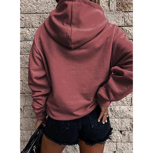 Ladies Loose Fit Long Sleeve Pullover Women Fall Warm With Pocket Hooded Tops - Picture 69 of 80