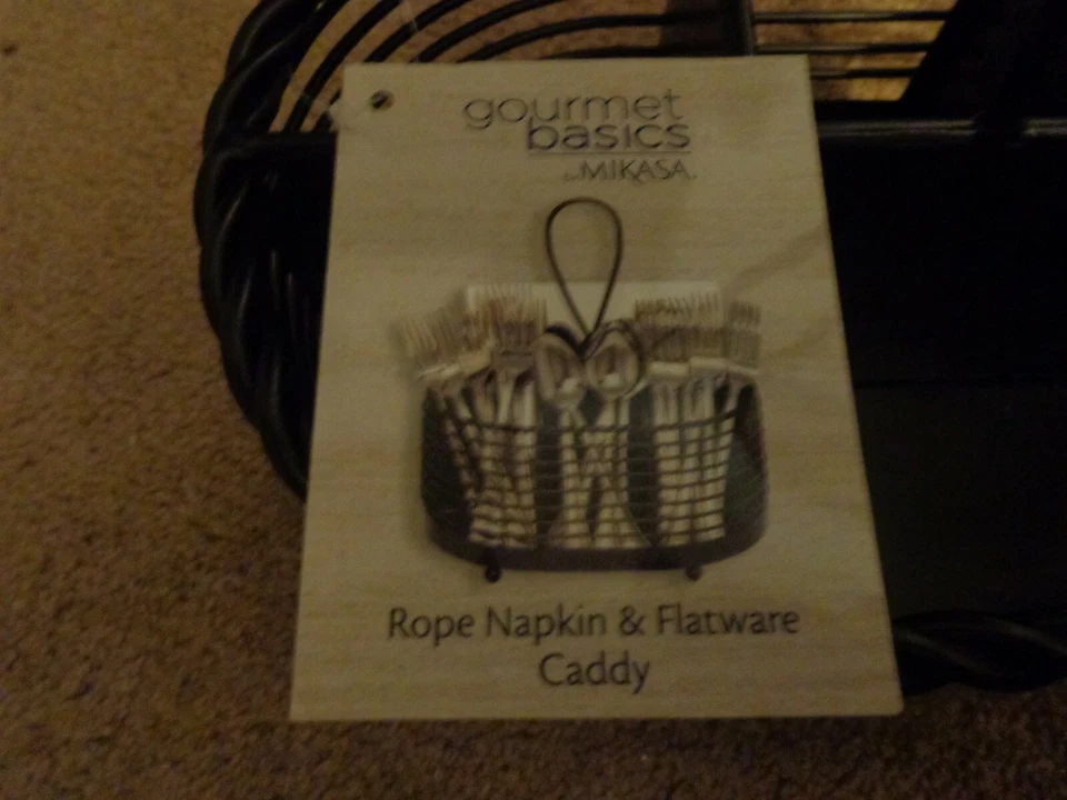 METAL DURABLE GOURMET BASICS MIKASA ROPE NAPKIN FLATWARE PICNIC CONDIMENT CADDY - Image 2 of 4