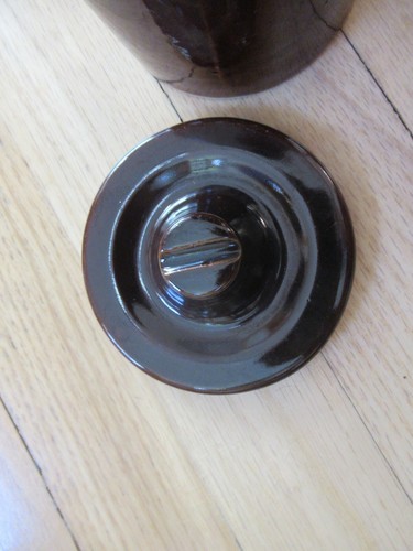 Vintage Käse Butter Topf mit Drahtballen Deckel braun - guter Zustand - Bild 2 von 12