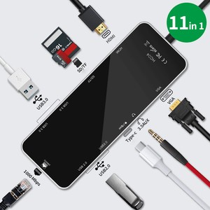 11-in-1-Type-c-Docking-Station-Hub-USB-3-0-2-0-4K-HDMI-SD-TF-RJ45-VGA-For-Laptop