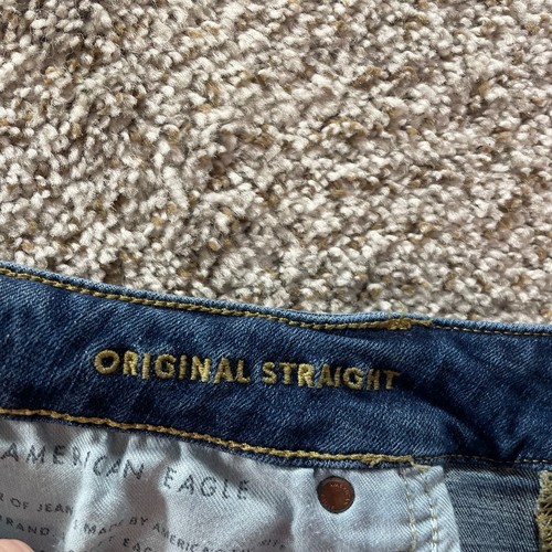 American Eagle Jeans Mens 36x29 Blue Denim Pants Original Straight Preppy Adult - Picture 8 of 10