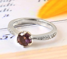 Amethyst Ring 925 Sterling Silver Ring Round Cut Ring Women Wedding Ring Dainty