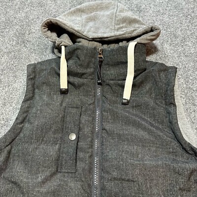 Nineteen Ninety One Vest Mens Medium Charcoal Polyester Hooded