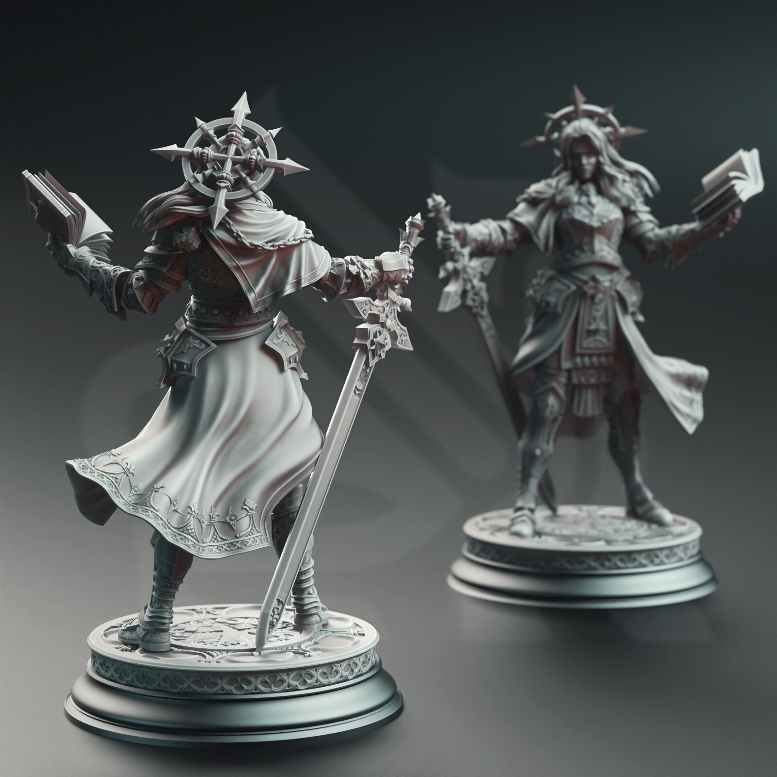 Vengeance Paladin Miniature Female Warrior 3D Printed Resin DnD Character