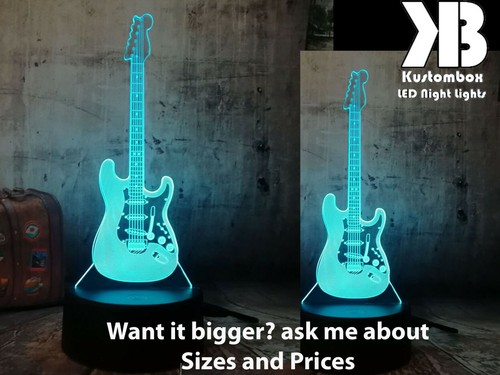 ELECTRIC GUITAR 6 STRINGS 3D LED Battery USB Night Light 7 Colour Changing Room - Picture 9 of 11