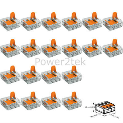 20 x Wago 221-413 Push Fit Cable Spring Lever Reliable Terminal Block Grey NEW 20 x Wago 221-413 Push Fit Cable Spring Lever Reliable Terminal Block Grey NEW