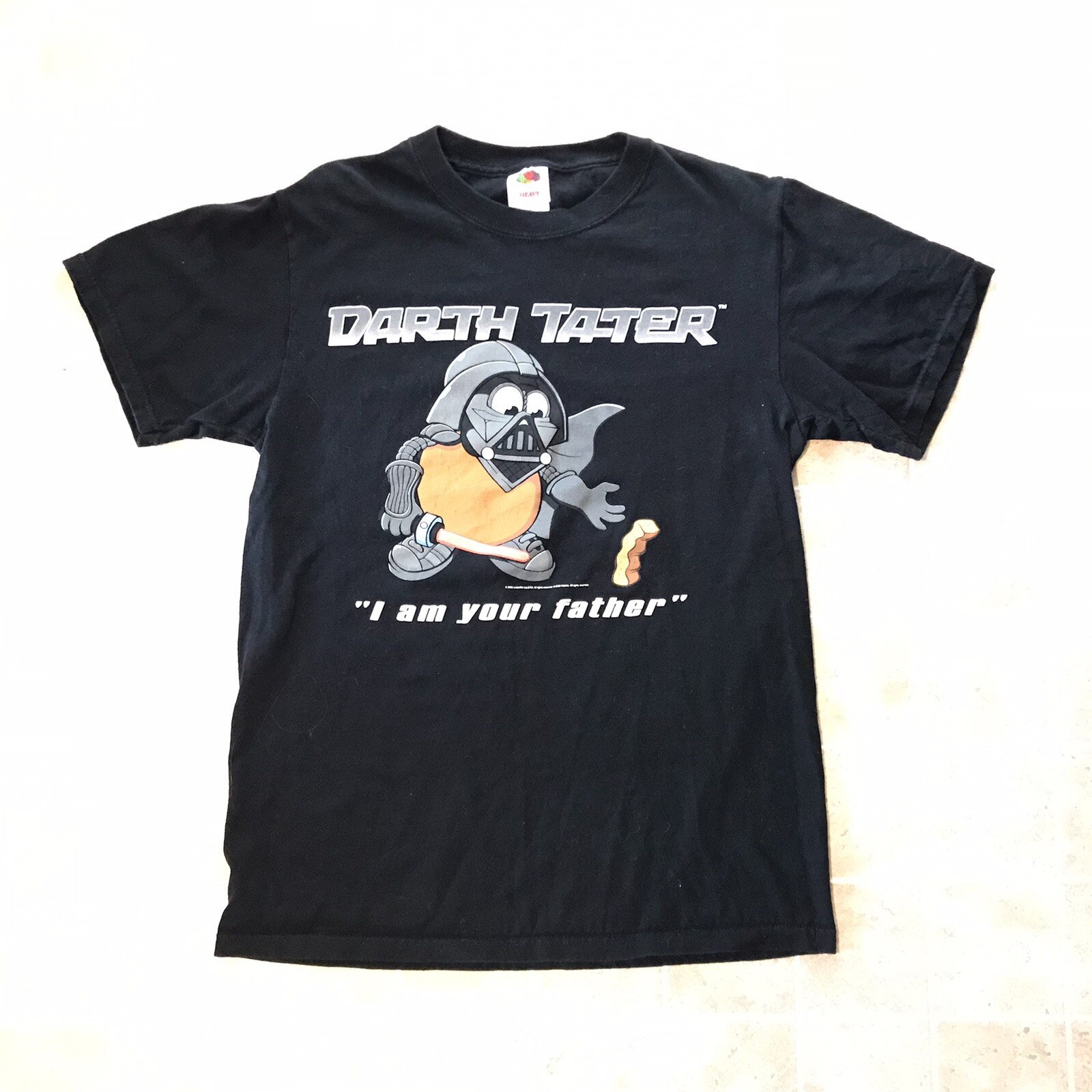 Rare 2005 Official Darth Tater Mr Potato Head Star Wars Black T-Shirt Size Small