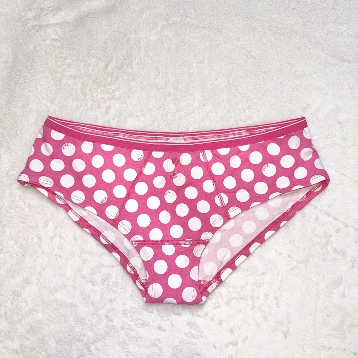 NWT Victoria's Secret VTG PINK Low Rise Polka Dot Hipster Panties LARGE