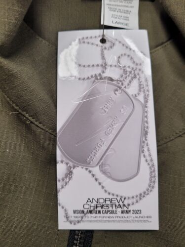 NWT Men's Andrew Christian Capsule Collection 2023 Army Vest (L) Olive Zips - Picture 2 of 8