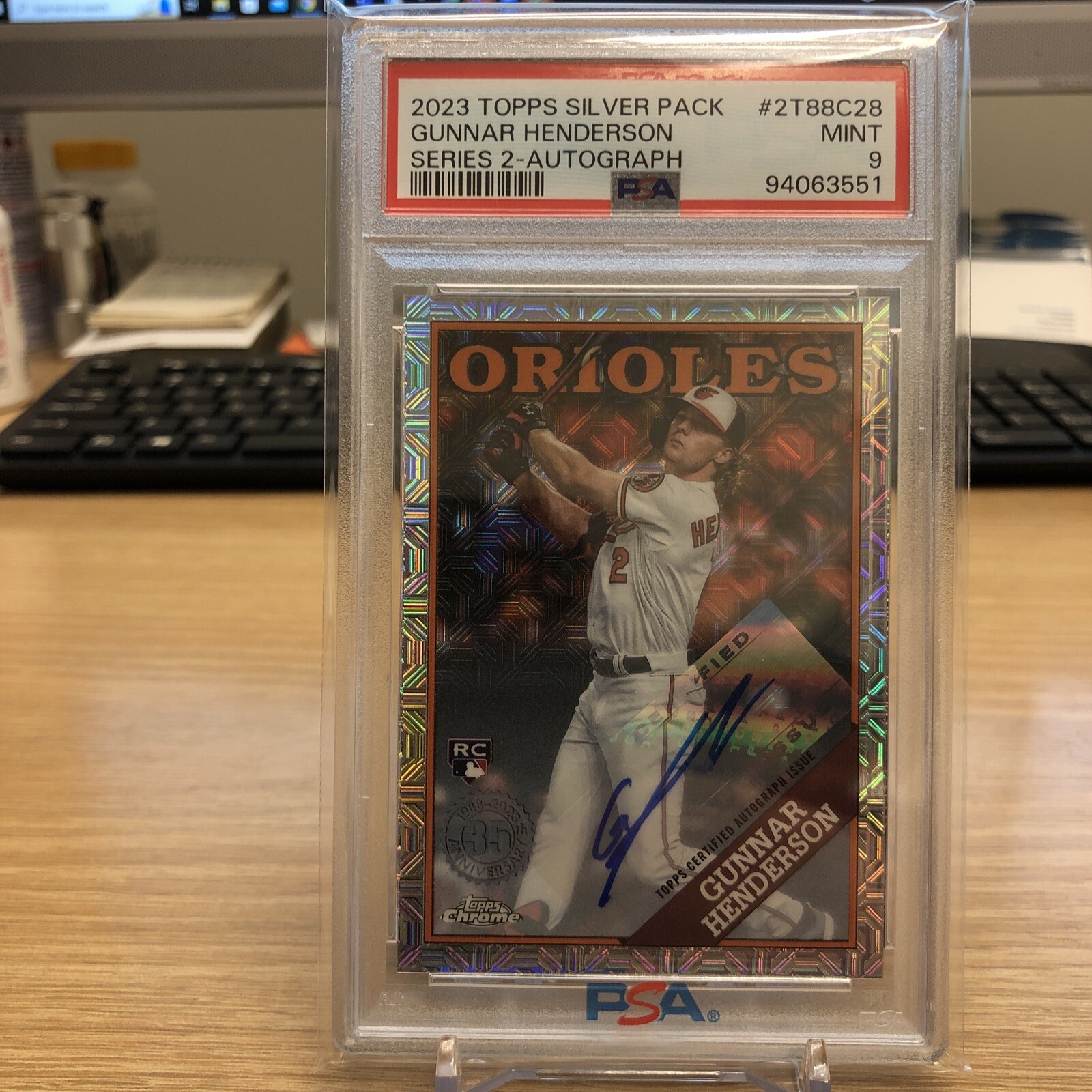 2023 Topps Series 2 Silver Pack Gunnar Henderson RC Auto 04/99 PSA 9 LOW POP