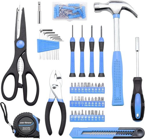 CARTMAN Tool Set Kit di attrezzi manuali generali con cassetta degli attrezzi in plastica custodia blu - Foto 3 di 7