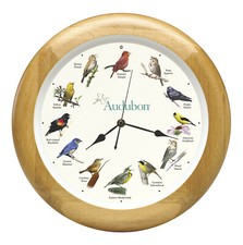 Audubon Society Singing Bird Orologio Suono da Parete da Appendere, Struttura in Legno di Rovere, 13"