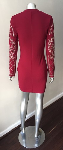 Nuevo con etiquetas Vestido de Fiesta de Celebridades Spandex ceñido al cuerpo con Vaina Tachonada Spandex Mangas Largas S - Imagen 7 de 7
