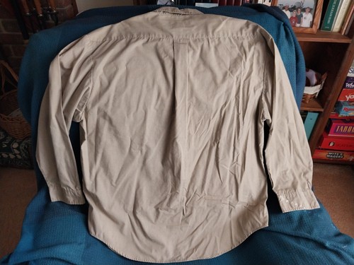 Basic Editions Men's Long Sleeve Button Down Shirt Khaki XL - Picture 2 of 5