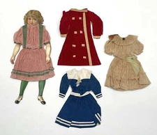 Paper Dolls / Articulated Paper Doll w/ Hand-Made Crepe Paper Dresses Circa 1900