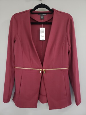 NEW Jacket Blazer By Grace Elements Burgundy Purple Gold Size Small