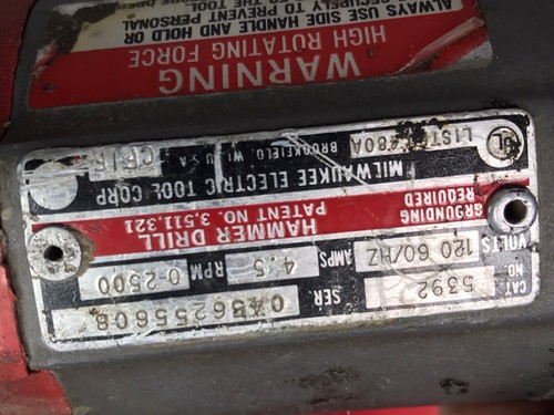 Vintage Milwaukee 5392 Hammer Drill With Case - Picture 10 of 12
