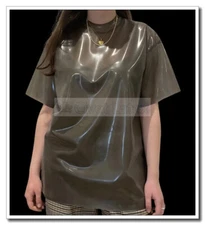 Latex T-shirt Loose Style Boyshirt Short Sleeves No Zip Pull On Customized G33