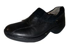 EASY SPIRIT Shoes Size 8M Black Leather ESCEVEDO Comfort Slip on Clogs Heels