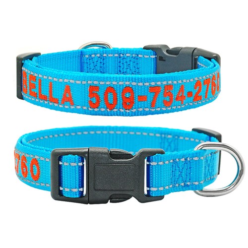 Personalised Embroidered Dog Collar Reflective Pet Collar for Small Large Dogs - Picture 7 of 17