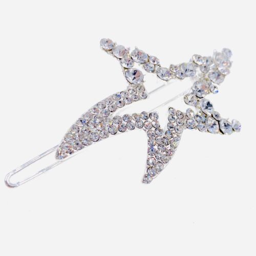 Hair Clip use Swarovski Crystal Hairpin Starfish Seastar Mermaid Silver Clear #2 - Picture 3 of 8