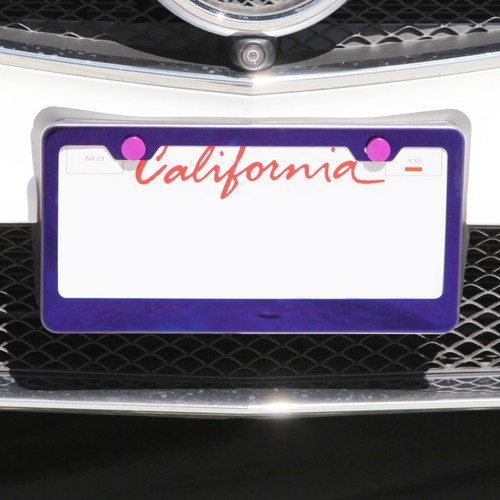 Purple Chrome License Plate Frame LaFerrari Laser Etched Metal Screw Cap - Picture 5 of 8