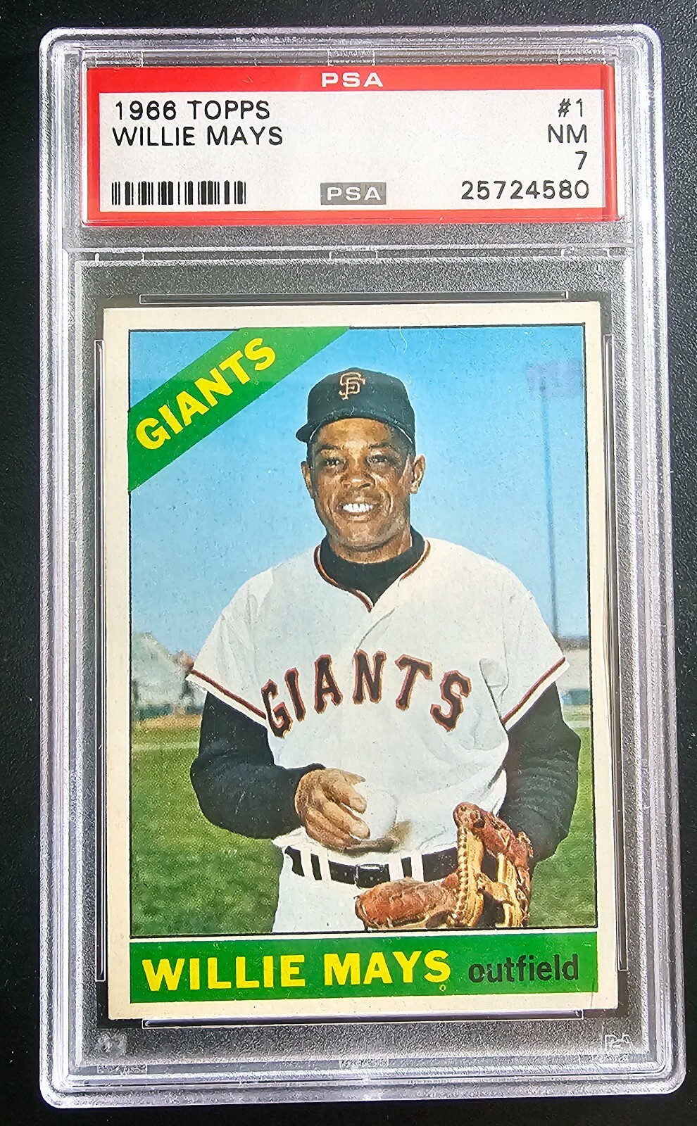 1966 TOPPS #1 WILLIE MAYS, PSA GRADED 7 NM, CERT #25724580