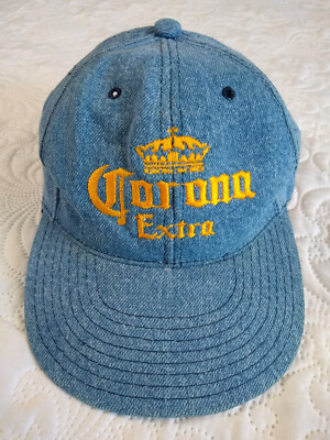 Corona Extra Beer Ball Hat Cap Blue Denim Strapback Embroidery Unbranded Flaw